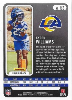 2022 Panini Absolute - Retail #182 Kyren Williams Back