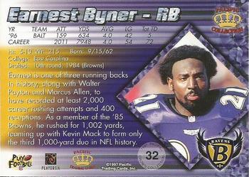 1997 Pacific Crown Collection - Platinum Blue #32 Earnest Byner Back