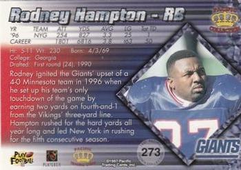1997 Pacific Crown Collection - Platinum Blue #273 Rodney Hampton Back