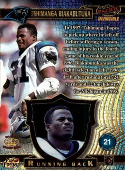 1997 Pacific Invincible - Platinum Blue #21 Tim Biakabutuka Back