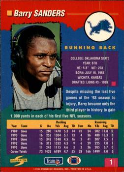 1994 Score #1 Barry Sanders Back