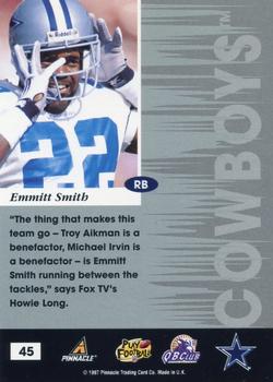 1997 Pinnacle Inscriptions - Artist's Proofs #45 Emmitt Smith Back