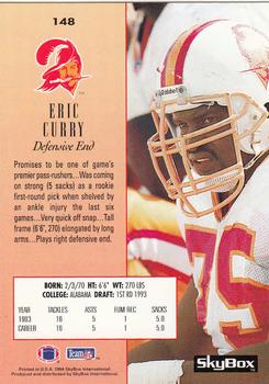 1994 SkyBox Premium #148 Eric Curry Back