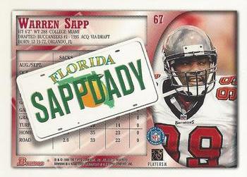 1998 Bowman - Interstate #67 Warren Sapp Back