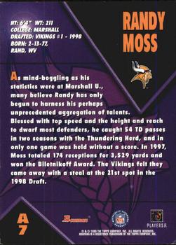 1998 Bowman - Rookie Autographs #A7 Randy Moss Back