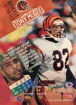 1994 Stadium Club - First Day Issue #405 Tony McGee Back
