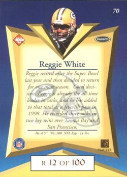 1998 Collector's Edge Masters - Gold Redemption SN100 #70 Reggie White Back