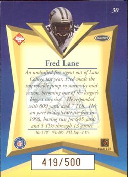 1998 Collector's Edge Masters - Gold Redemption SN500 #30 Fred Lane Back