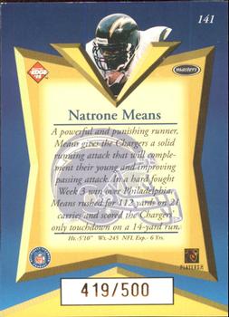 1998 Collector's Edge Masters - Gold Redemption SN500 #141 Natrone Means Back
