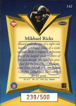 1998 Collector's Edge Masters - Gold Redemption SN500 #142 Mikhael Ricks Back