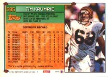 1994 Topps #595 Tim Krumrie Back