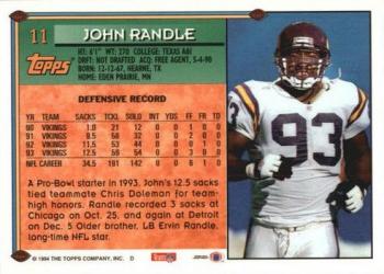 1994 Topps #11 John Randle Back