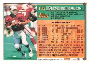 1994 Topps #105 Steve Beuerlein Back