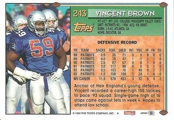 1994 Topps #243 Vincent Brown Back