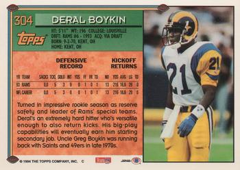 1994 Topps #304 Deral Boykin Back