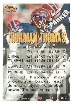 1994 Topps #317 Thurman Thomas Back