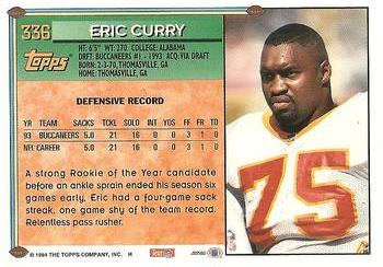 1994 Topps #336 Eric Curry Back