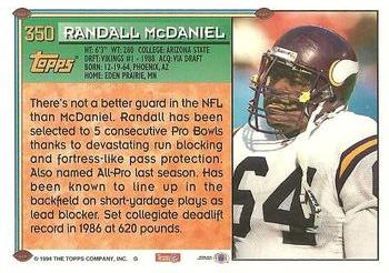 1994 Topps #350 Randall McDaniel Back