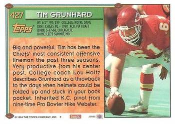 1994 Topps #427 Tim Grunhard Back