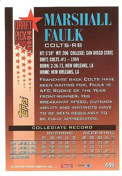 1994 Topps #445 Marshall Faulk Back