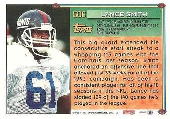 1994 Topps #506 Lance Smith Back