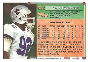 1994 Topps #622 Tony Tolbert Back