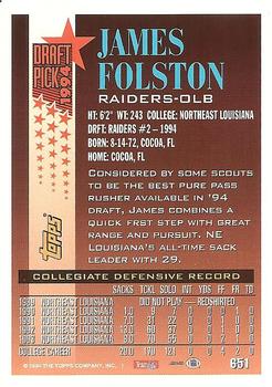 1994 Topps #651 James Folston Back