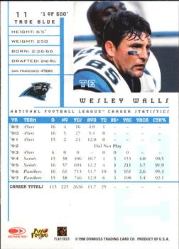 1998 Leaf Rookies & Stars - True Blue #11 Wesley Walls Back