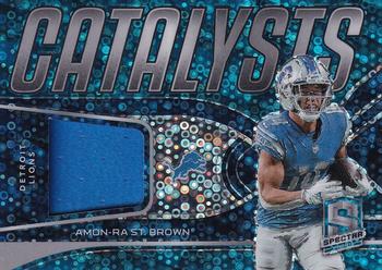 2022 Panini Spectra - Catalysts Neon Blue #CAT-AST Amon-Ra St. Brown Front