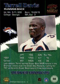 1998 Pacific Paramount - Copper #66 Terrell Davis Back