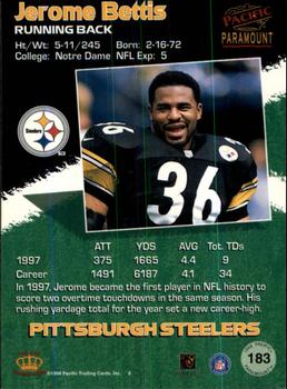 1998 Pacific Paramount - Platinum Blue #183 Jerome Bettis Back