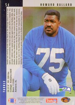 1994 Upper Deck #54 Howard Ballard Back