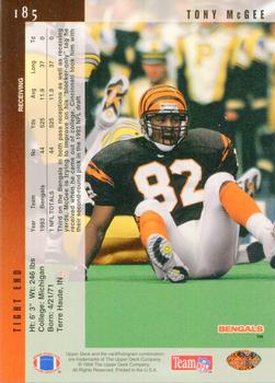 1994 Upper Deck #185 Tony McGee Back