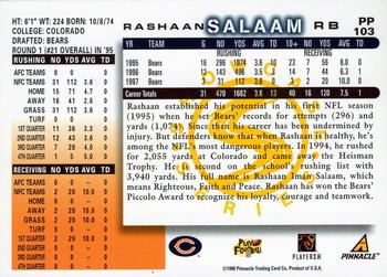 1998 Score - Showcase Series #PP103 Rashaan Salaam Back