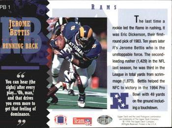 1994 Upper Deck - Pro Bowl #PB1 Jerome Bettis Back