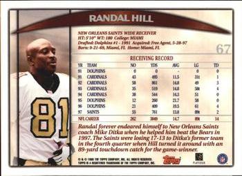 1998 Topps Season Opener #67 Randal Hill Back