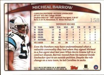 1998 Topps Season Opener #158 Micheal Barrow Back