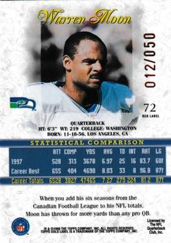 1998 Topps Gold Label - Class 2 Red Label #72 Warren Moon Back