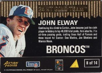 1995 Action Packed Rookies & Stars - 24K Gold #8 John Elway Back