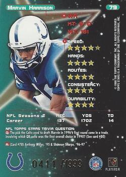 1998 Topps Stars - Gold Star #79 Marvin Harrison Back