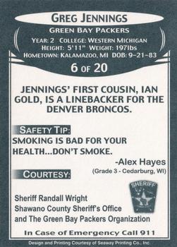 2007 Green Bay Packers Police - Shawano County Sheriff's Office #6 Greg Jennings Back