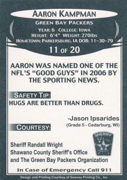 2007 Green Bay Packers Police - Shawano County Sheriff's Office #11 Aaron Kampman Back