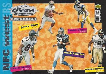 1995 Collector's Choice Update - You Crash the Game: The Playoffs Silver #CP18 Jerry Rice / Isaac Bruce / Terance Mathis / Mark Carrier / Michael Haynes Front