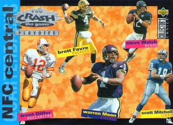 1995 Collector's Choice Update - You Crash the Game: The Playoffs Silver #CP5 Brett Favre / Warren Moon / Trent Dilfer / Scott Mitchell / Steve Walsh Front