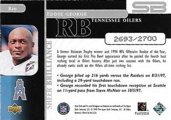1998 Upper Deck Black Diamond Rookie Edition - Sheer Brilliance #B20 Eddie George Back
