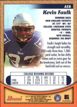 1999 Bowman - Autographs #A28 Kevin Faulk Back