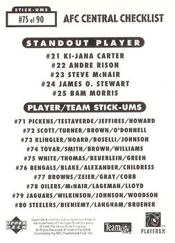 1995 Collector's Choice Update - Stick-Ums #75 Lorenzo White / Rodney Thomas / Steve Beuerlein / Kevin Greene Back
