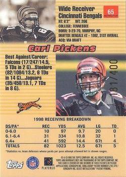 1999 Bowman's Best - Refractors #65 Carl Pickens Back