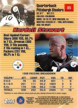 1999 Bowman's Best - Refractors #85 Kordell Stewart Back