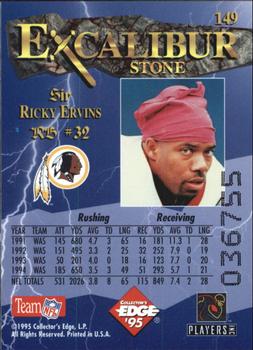 1995 Collector's Edge Excalibur #149 Ricky Ervins Back